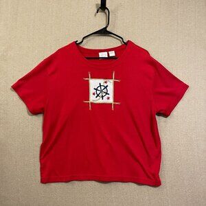 Laura Gale Top Women's XL Red Short Sleeves